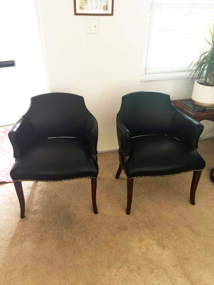 Custom black chair reupholstery by ML Upholstery